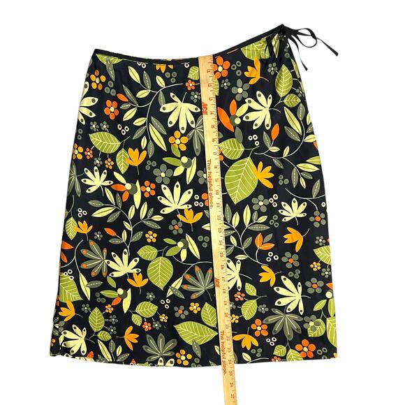 David Brooks Black Tropical Floral Midi Skirt Size 6 A-Line Colorful Green - Picture 7 of 10